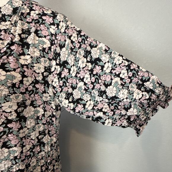 Natural Life Womens Tiered Floral Midi Maxi Dress Size M Boho Pocket Puff Sleeve - Picture 4 of 11